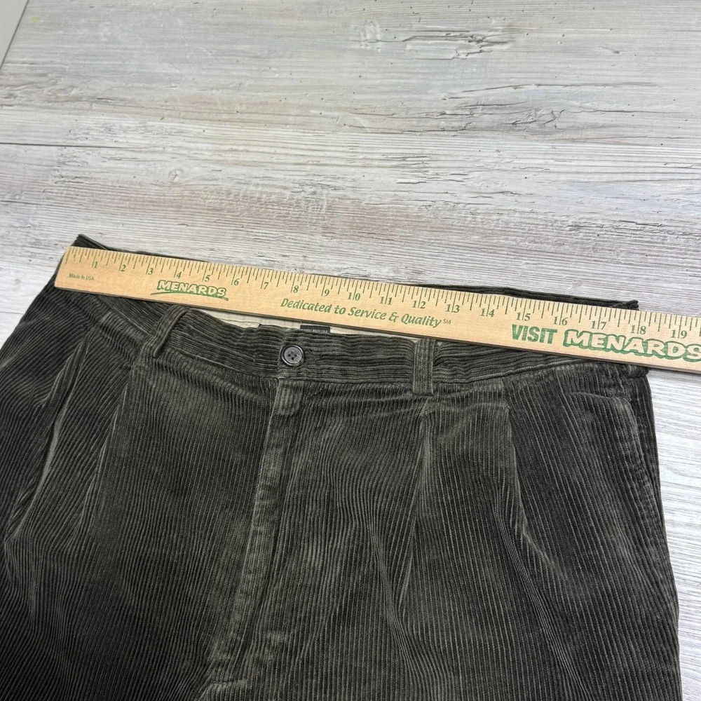 Banana Republic Smithfield Corduroy Pants Sz 38L Pleated Cuffed Hem Olive Baggy